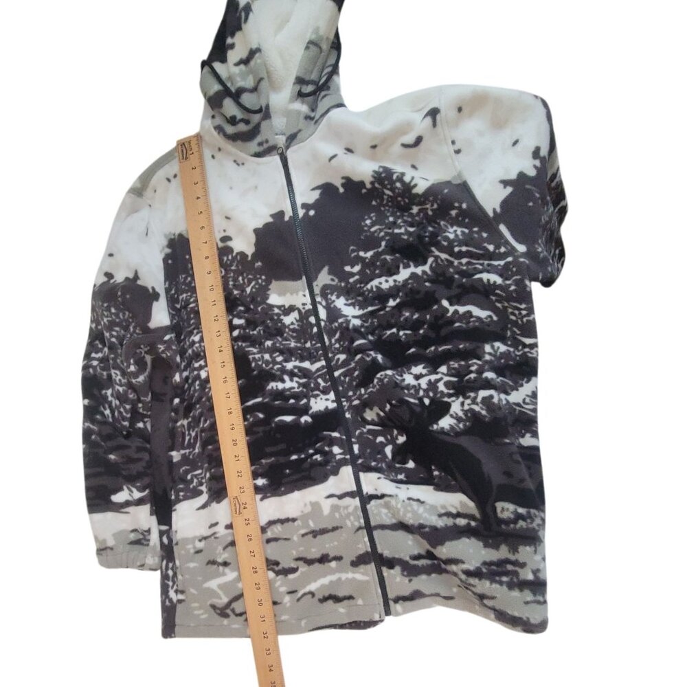 Hooded Full-Zip Fleece Jacket With Elk & Forest Scene Mens XL Victory Outfitters - Picture 7 of 14